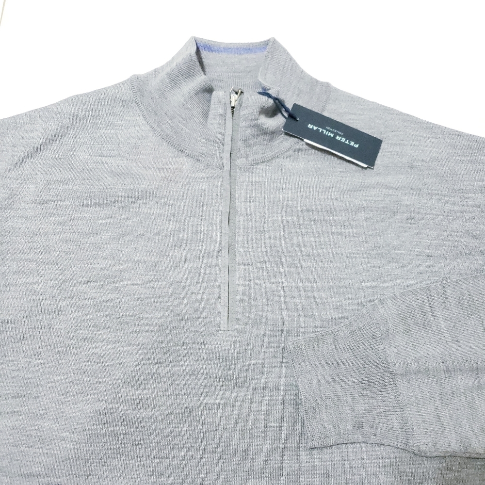 Peter Millar Light Gray Quarter Zip Sweater